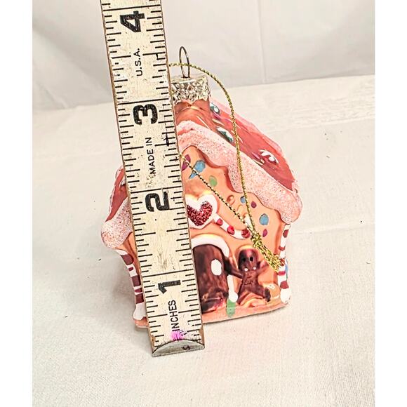 2009 Gingerbread House Glass Ornament 3" Tall Copper Colored Whimsical - Picture 5 of 6